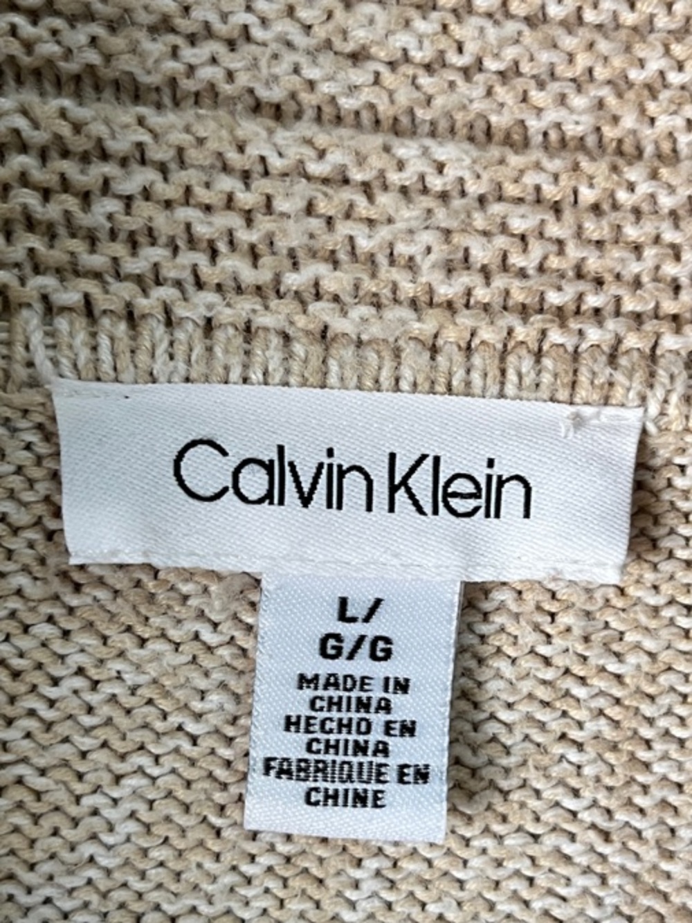 Calvin Klein Cream Cowl Neck Sweater Sz L Comfy Office Casual Bohemian knit - Picture 3 of 9